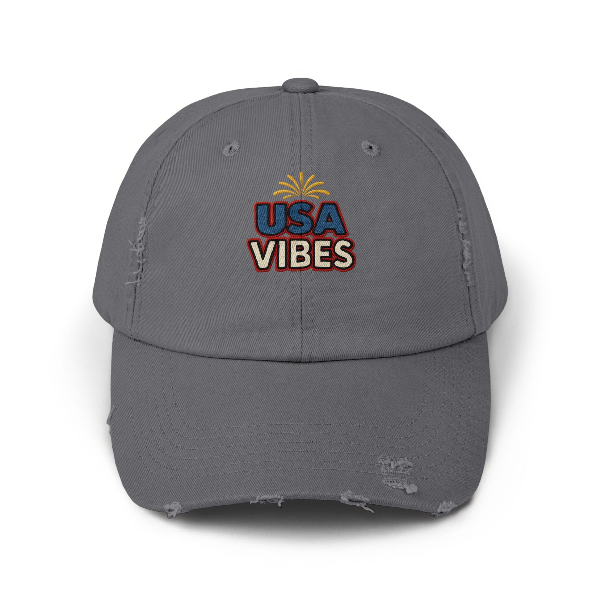 Distressed Gray USA Vibes Embroidered Cap product type