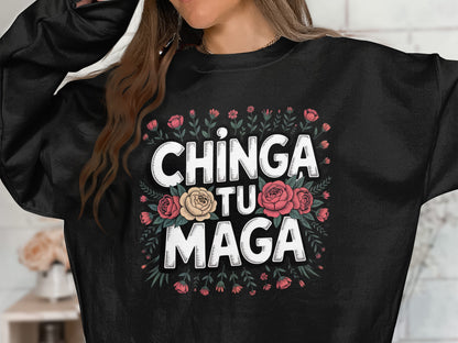 Chinga Tu Maga Graphic Bold Lettered Colorful Sweater product