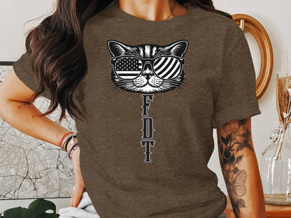 Patriotic Cat Wearing Sunglasses Graphic T-Shirt product