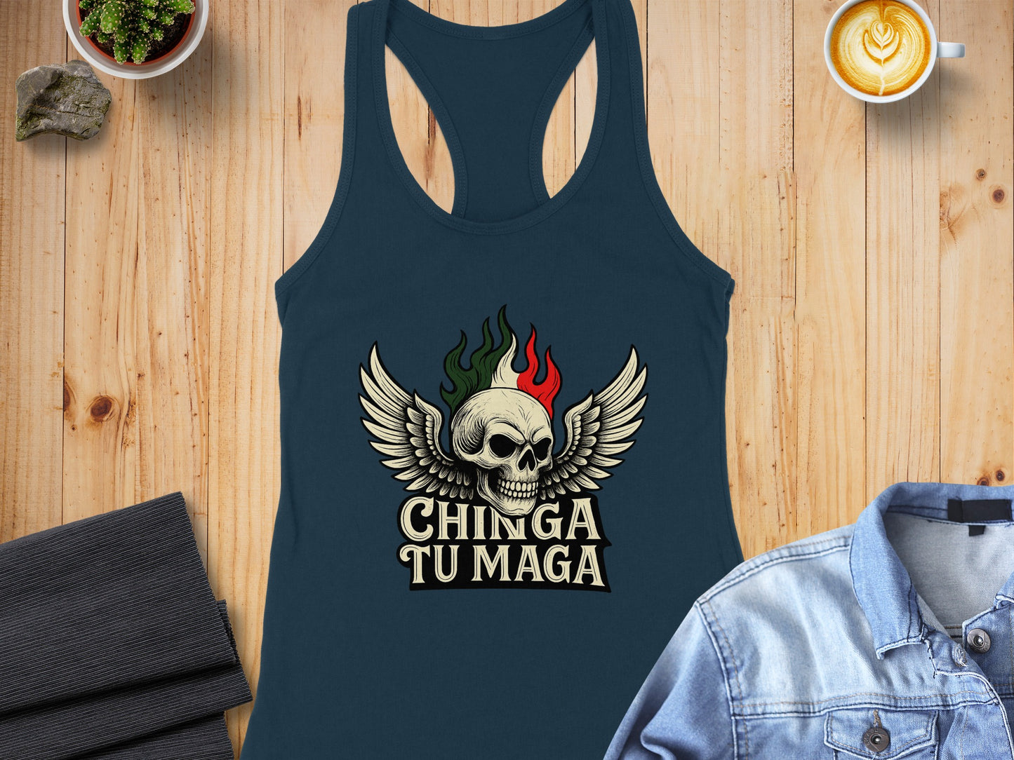 Chinga Tu Maga Winged Skull Graphic Tank Top Product