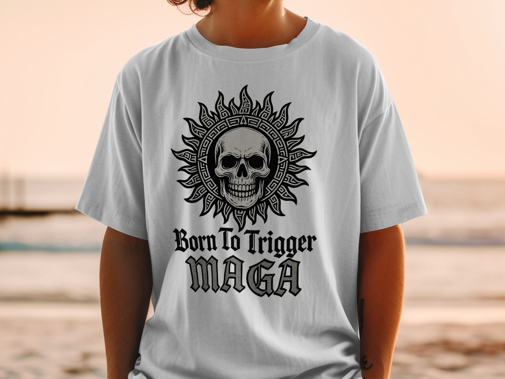 Born To Trigger MAGA Skull Graphic Tee