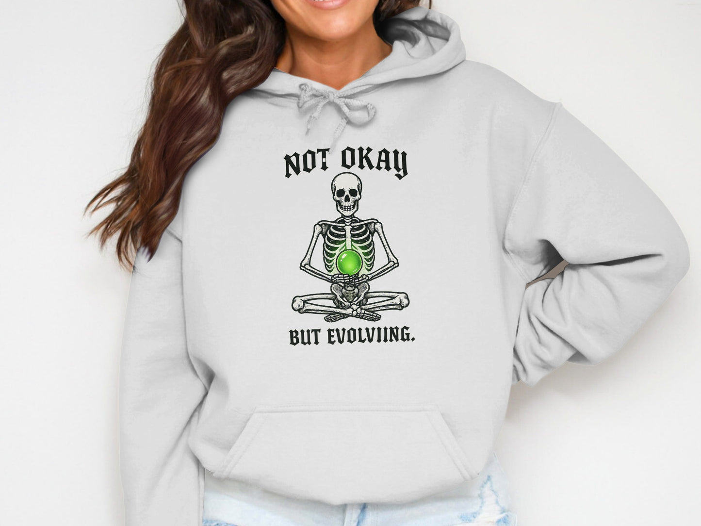 Not Okay But Evolving Skeleton Hoodie product