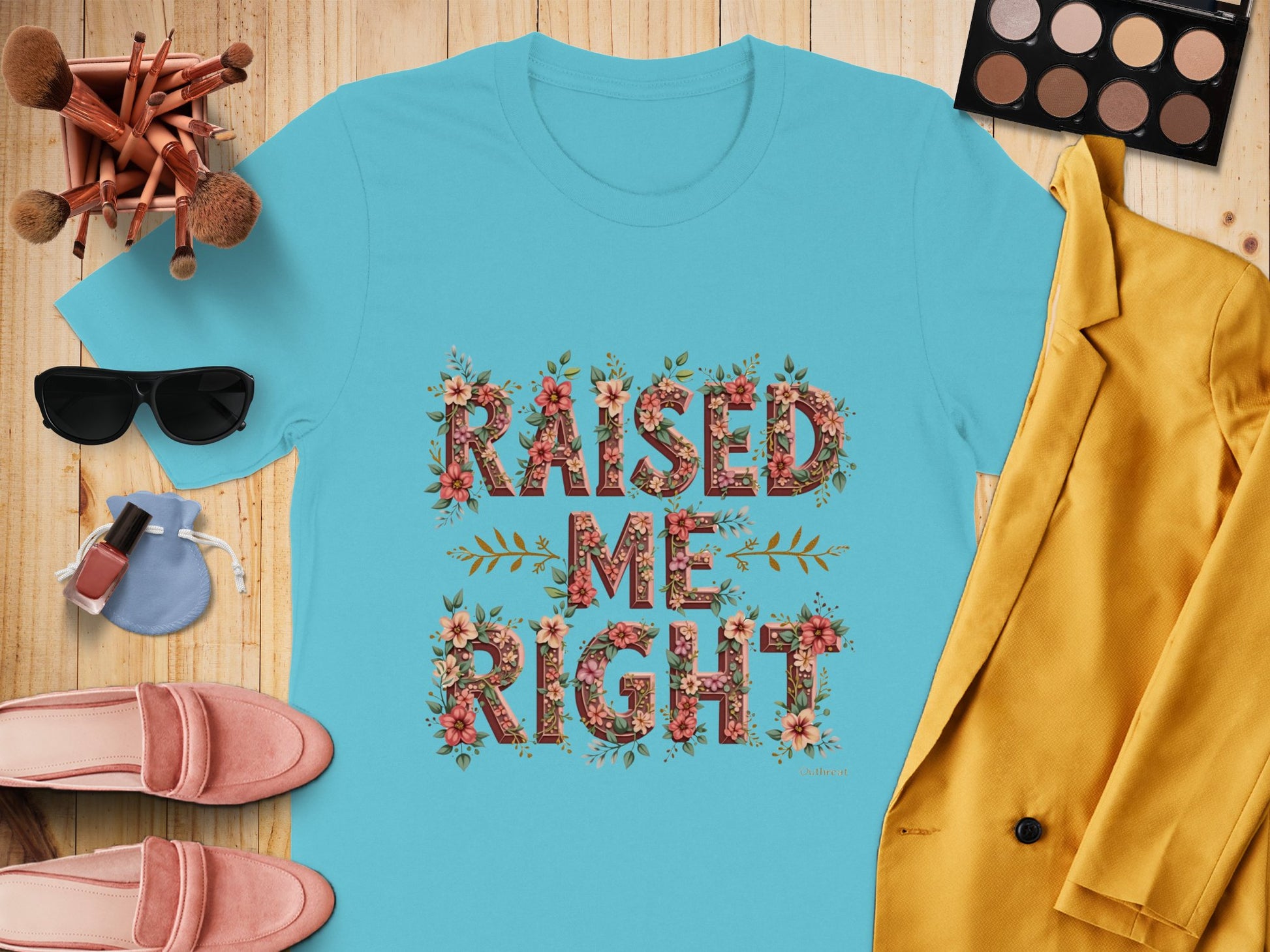 Raised Me Right Floral Design T-Shirt product type