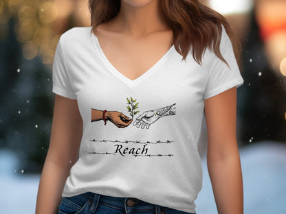 Reach Hand and Olive Branch Design Women's T-shirt