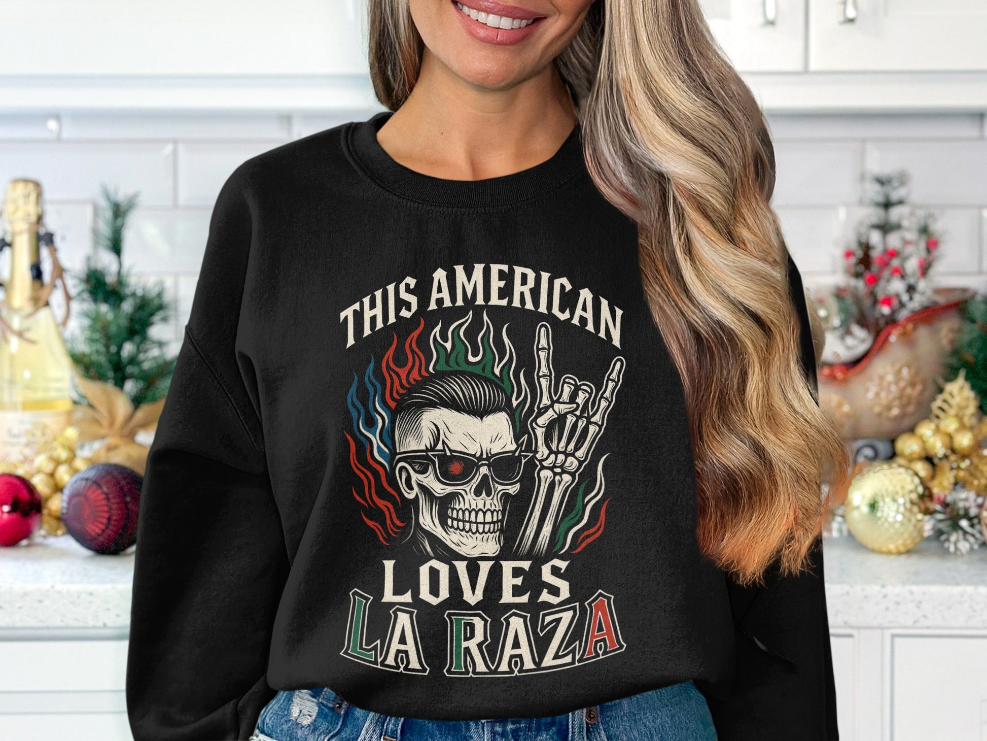 This American Loves La Raza Long Sleeve Shirt product