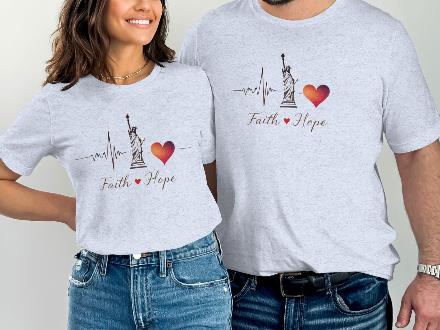 Faith Hope Statue Heartbeat Graphic Shirt product