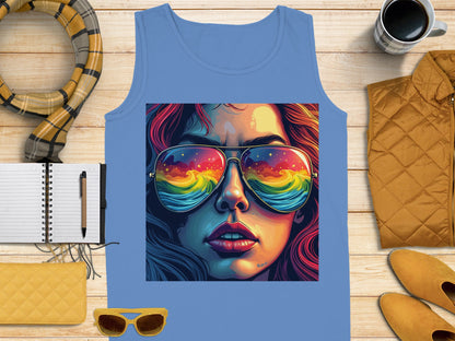 Colorful Artistic Sunglasses Woman Design Tank Top product type