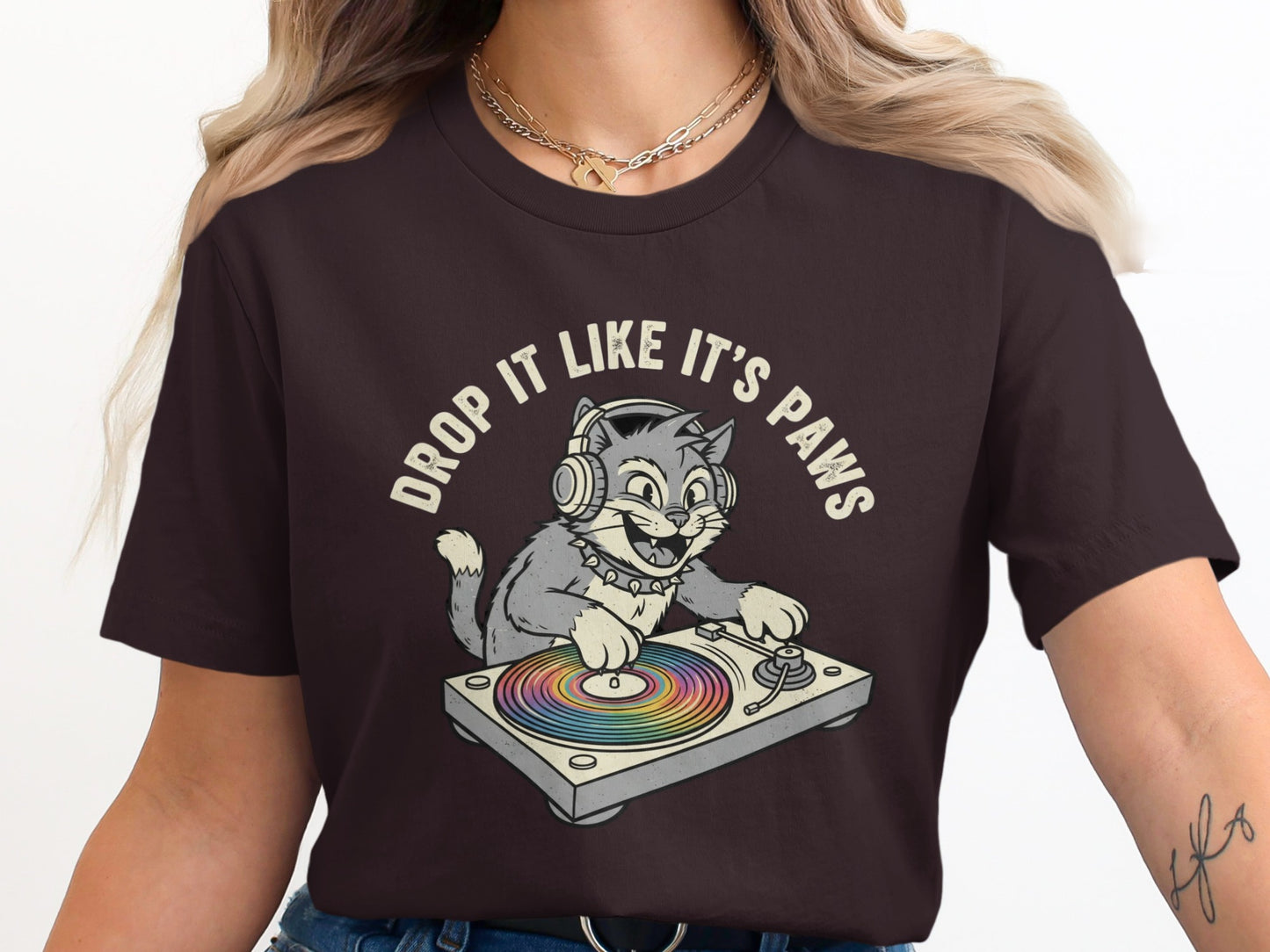 Drop It Like It's Paws DJ Cat Graphic T-shirt product