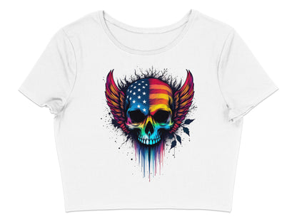Vibrant Skull with American Flag Art Short Sleeve product