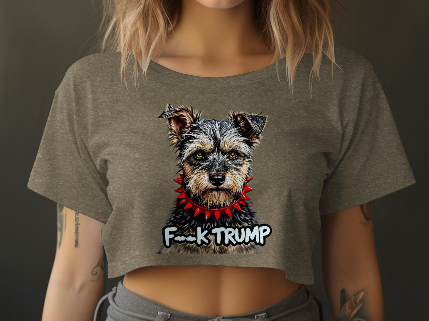 F--k Trump Dog Illustration Women's Crop Top product