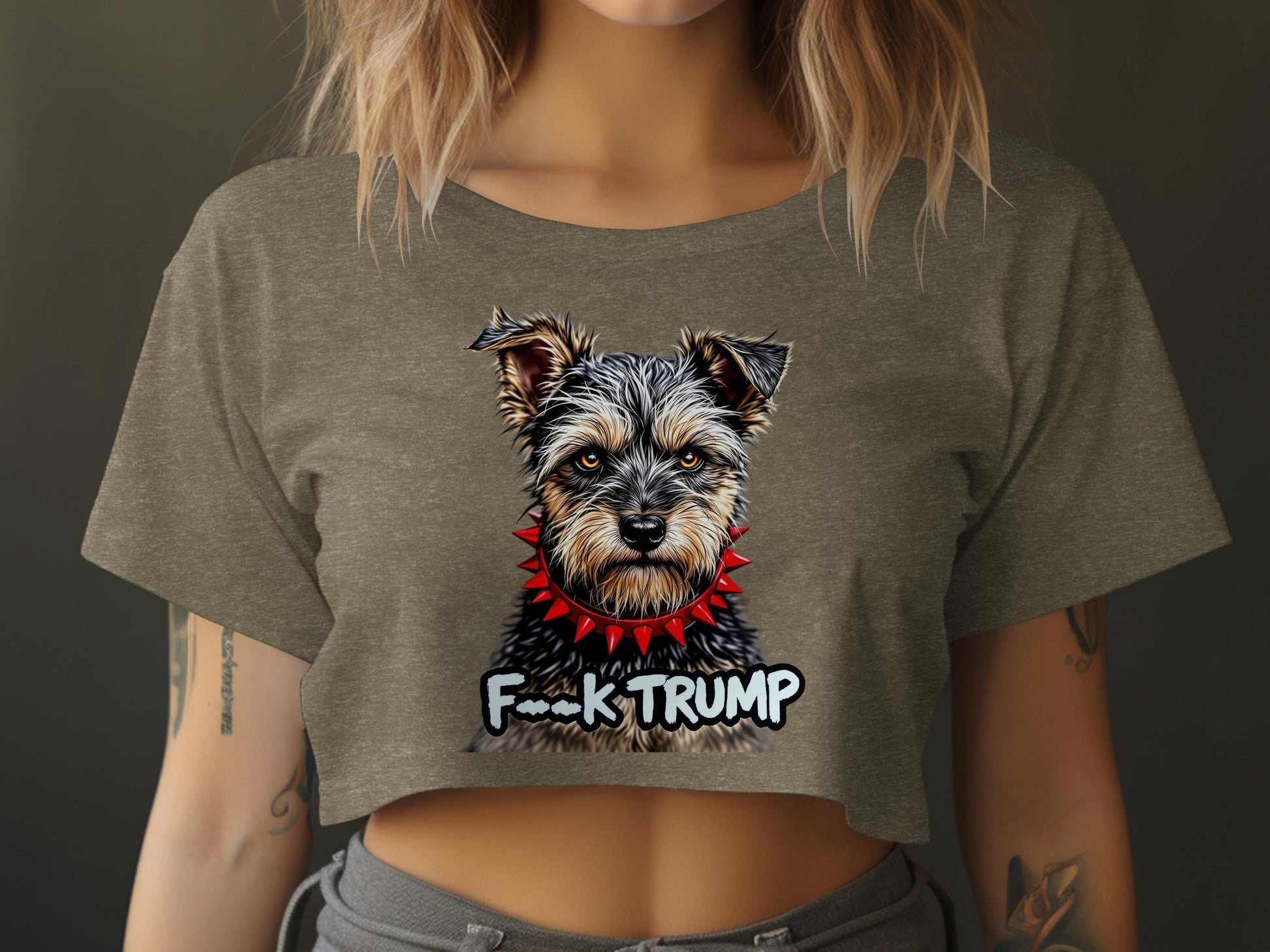 F--k Trump Dog Illustration Women's Crop Top product