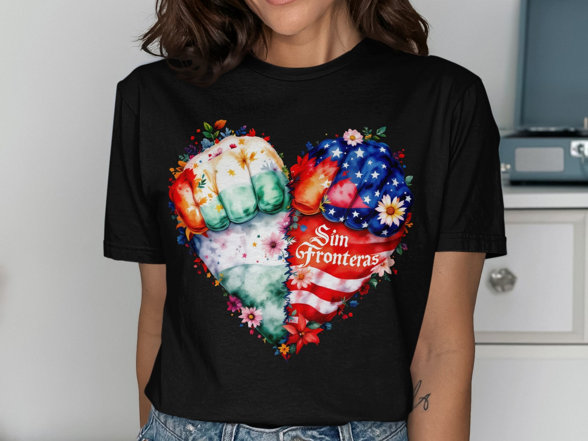 Sin Fronteras Heart Fist Graphic Tee product