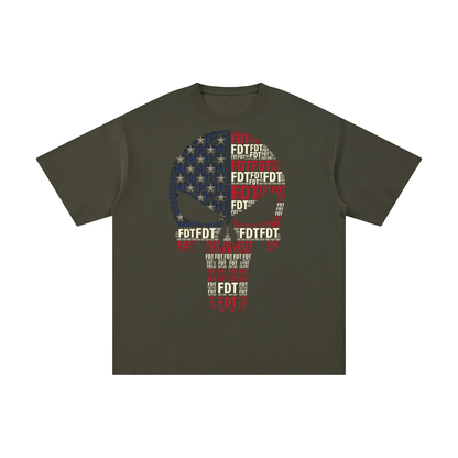 FDT Skull USA Flag Unisex Pure Cotton T-Shirt