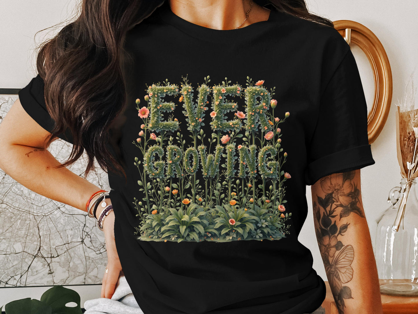 Ever Growing Floral Design Graphic T-Shirt product