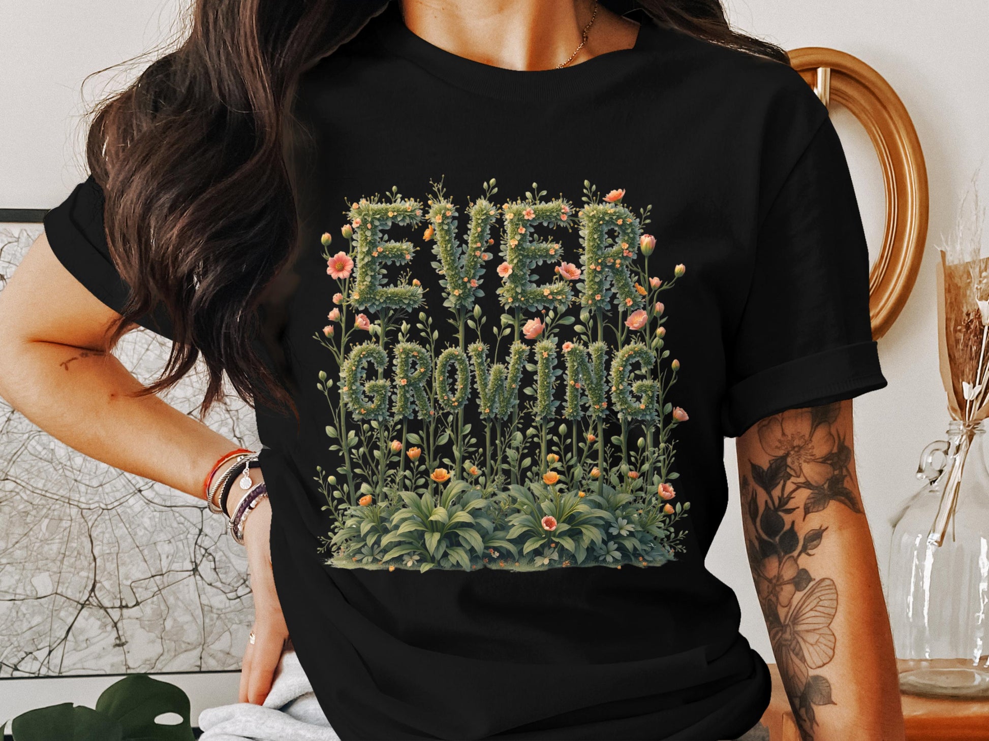 Ever Growing Floral Design Graphic T-Shirt product