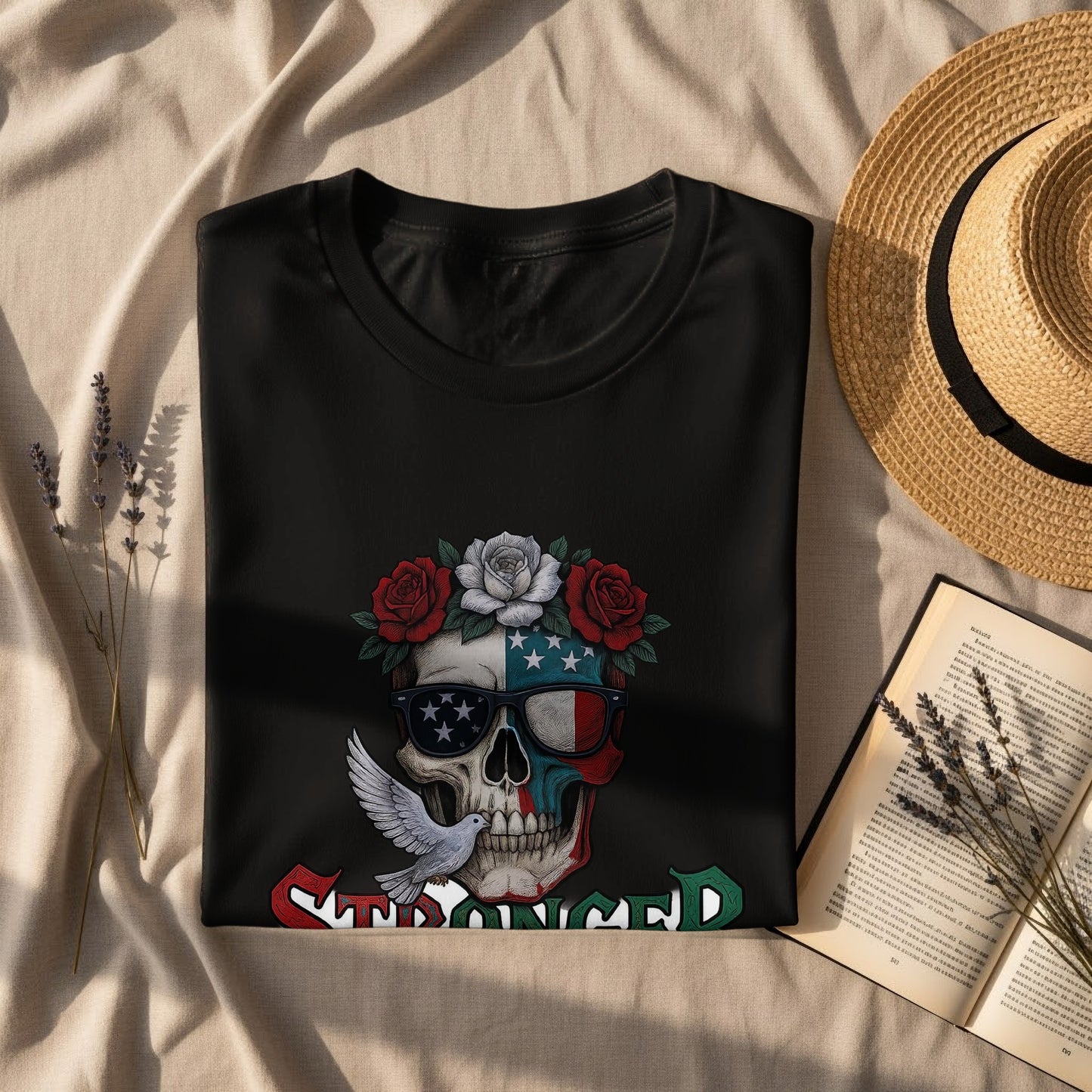 Stronger Skull Design Graphic Tee shirt product