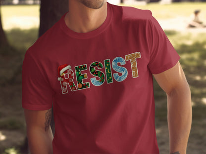 RESIST Festive Mixed Pattern Letters T-shirt