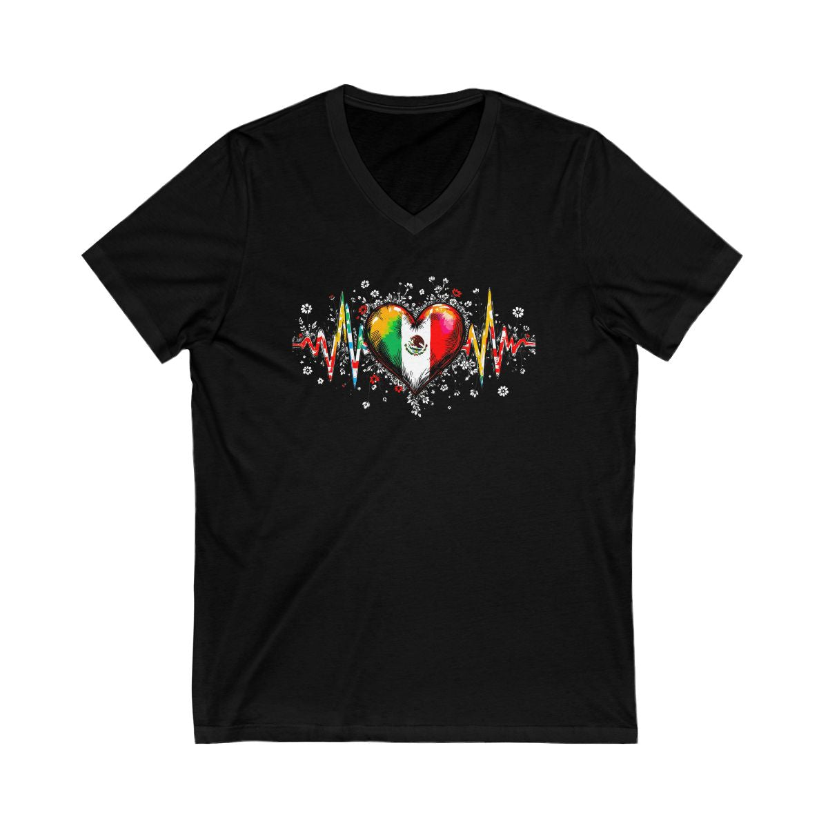Heartbeat ECG Colorful Heart Beat V-Neck T-shirt product