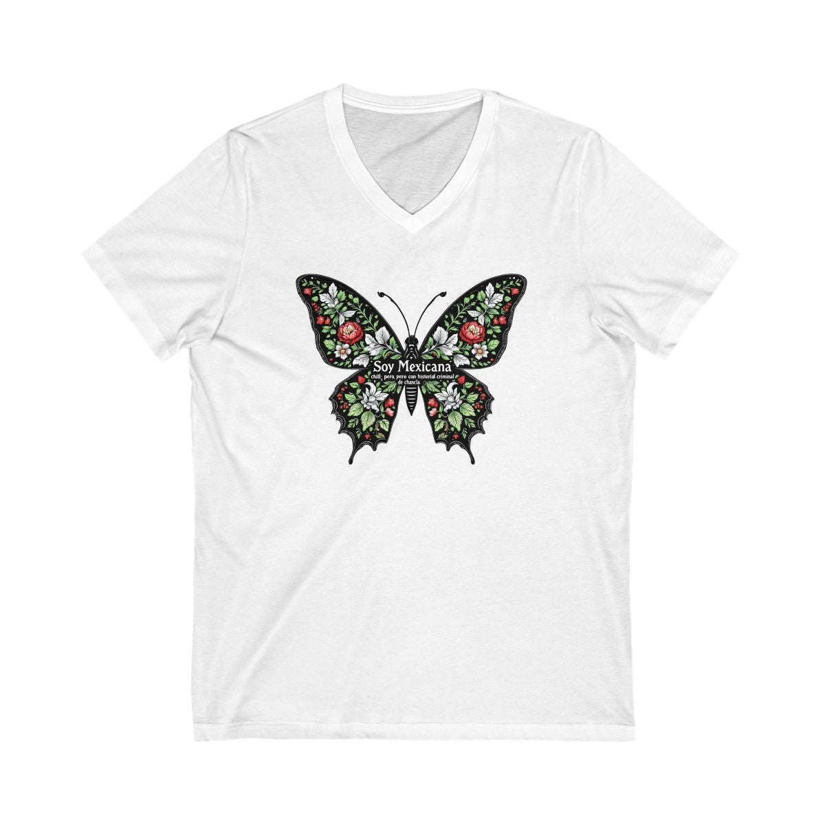 Soy Mexicana Butterfly Graphic V-Neck T-Shirt product