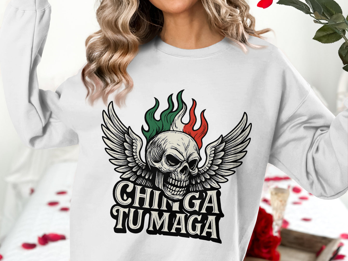 Graphic Skull Design with Wings on Comfortable Sweatshirt product