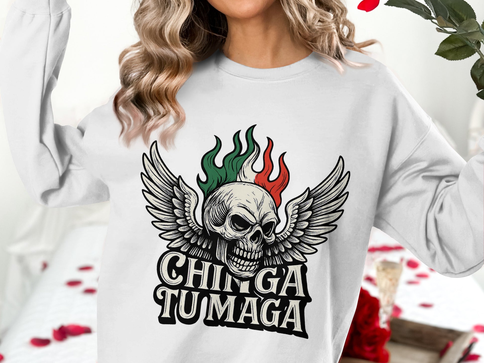 Graphic Skull Design with Wings on Comfortable Sweatshirt product