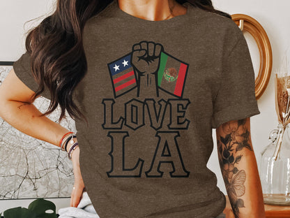 Love LA Flag Design Graphic Tee Shirt product type