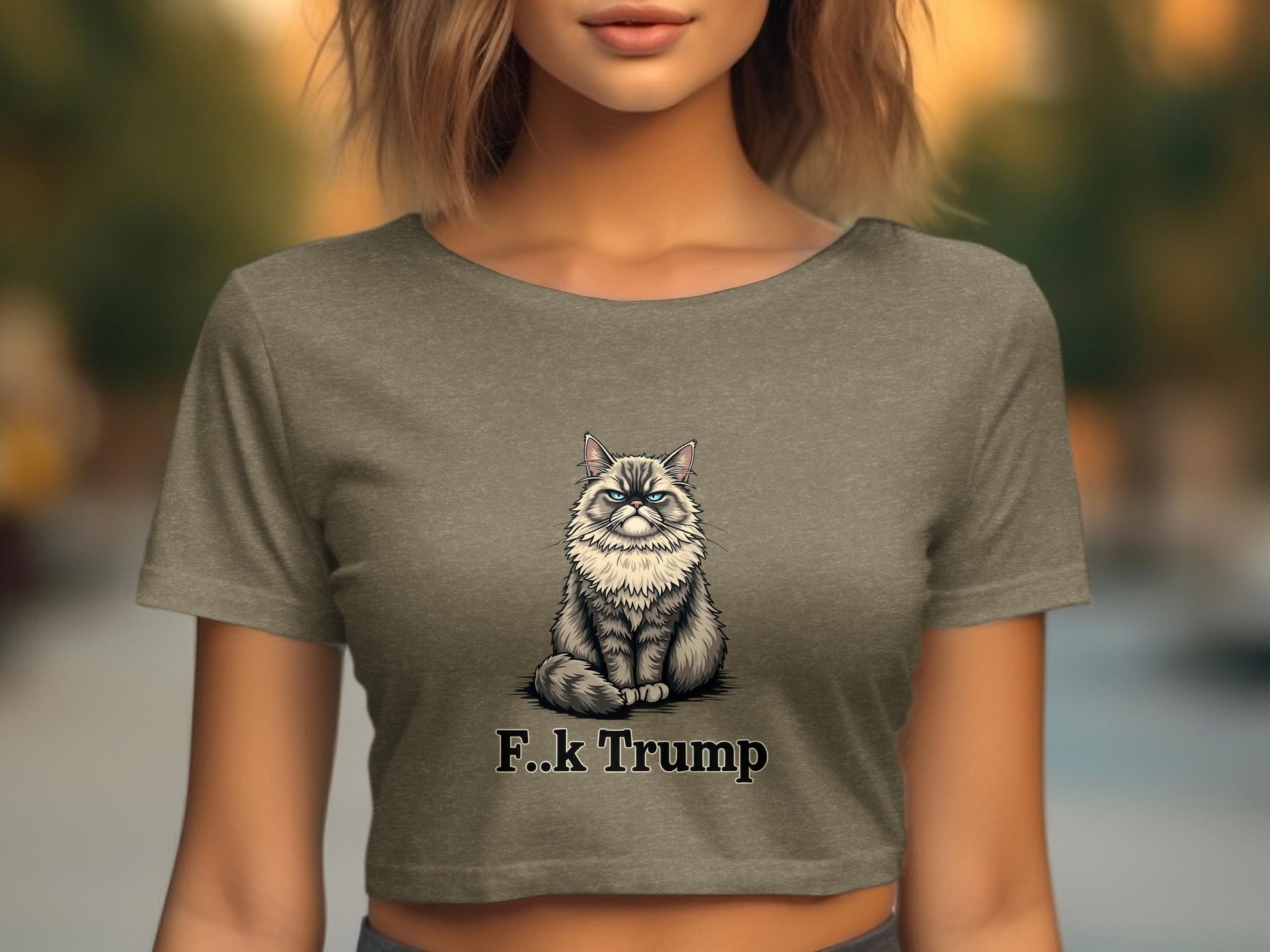 Funny Cat F.k Trump Graphic Women's Crop Top product