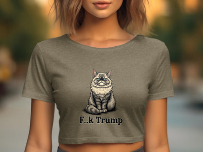 Funny Cat F.k Trump Graphic Women's Crop Top product