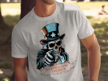 No Kings in My America Patriotic Skeleton Shirt