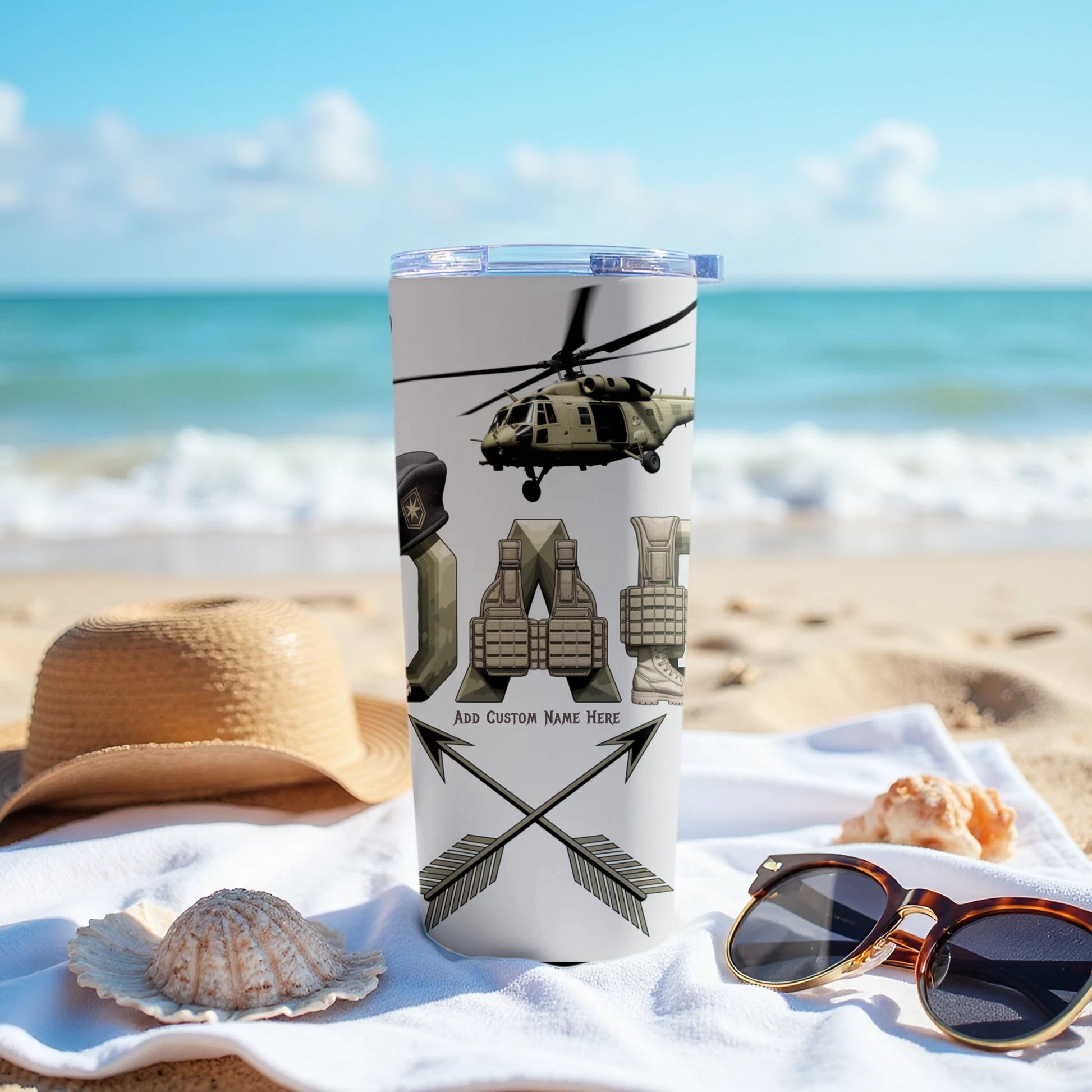 Helicopter and Gear Design Beach Tumbler product type
