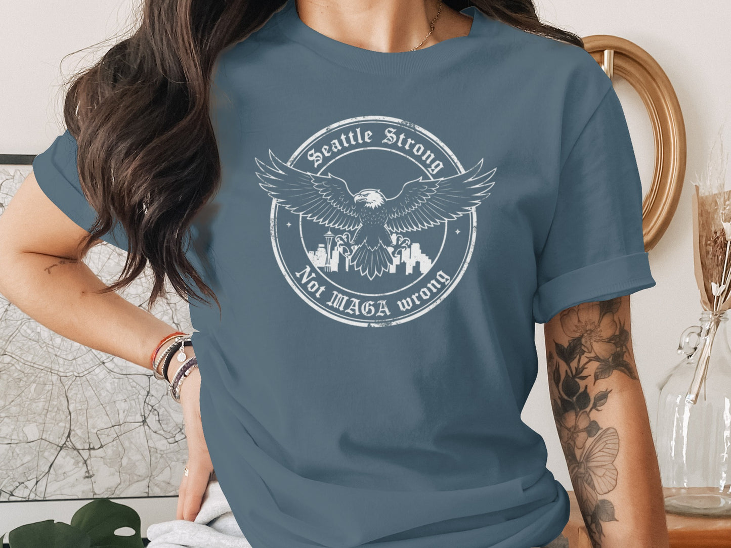 Seattle Strong Not MAGA Wrong Eagle Graphic Shirt