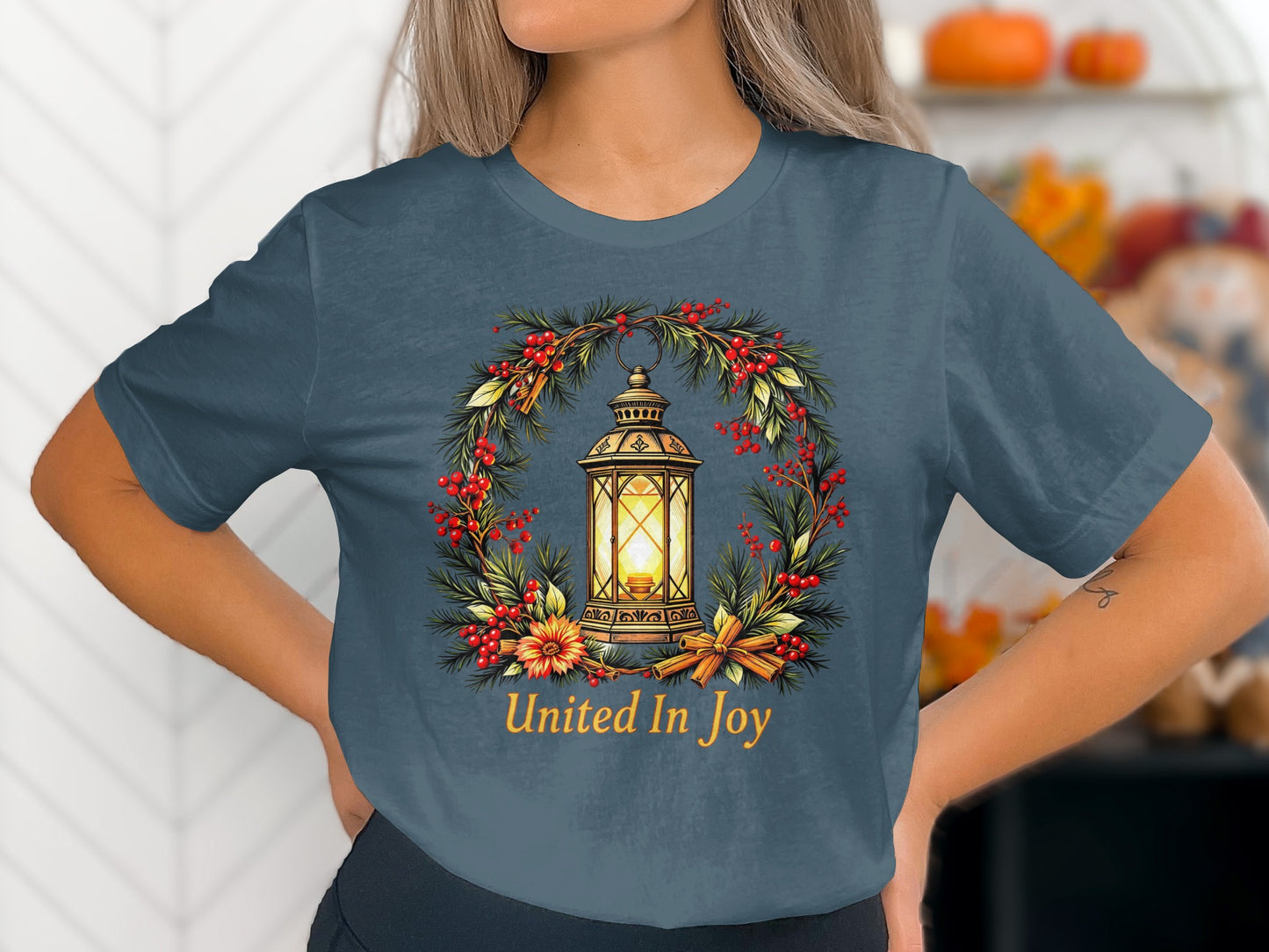 United In Joy Lantern Wreath Design Shirt