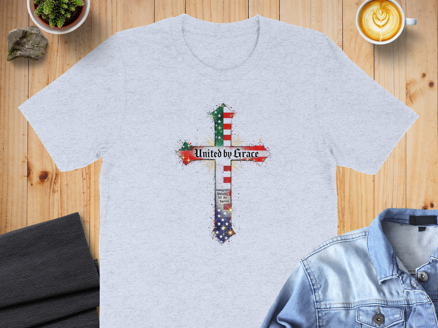 United by Grace Flag Cross Graphic T-Shirt product type