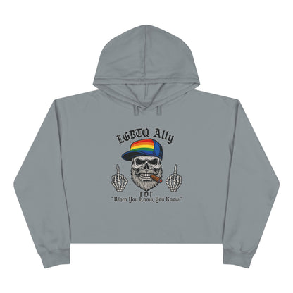 LGBTQ Pride Cat Lover's Crop Hoodie, Funny Hoodie, Gift for Cat Dads, Casual Streetwear, Cozy Hoodie for Pet Owners