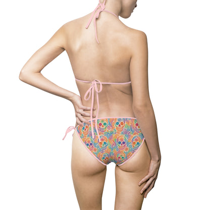 Skull Pride Floral Women's Bikini Swimsuit, Tropical Swimwear, Summer Beach Outfit, Pool Party Fashion, Vacation Essentials Pride Swimsuit