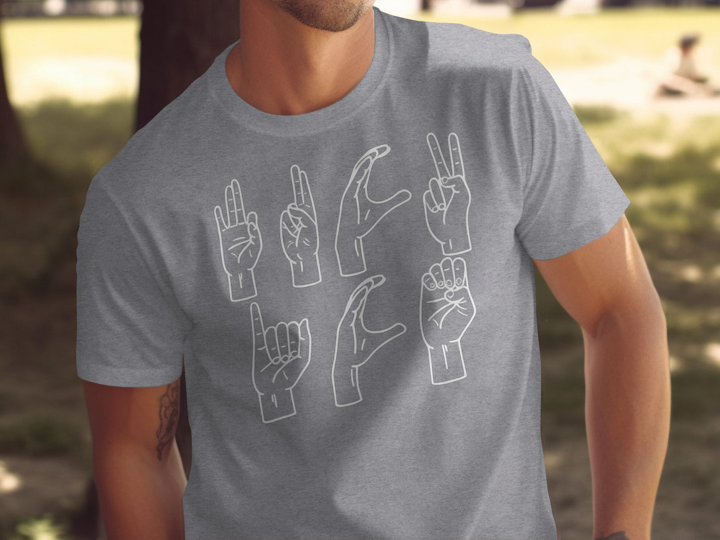 Sign Language Hand Gesture Pattern T-Shirt Product