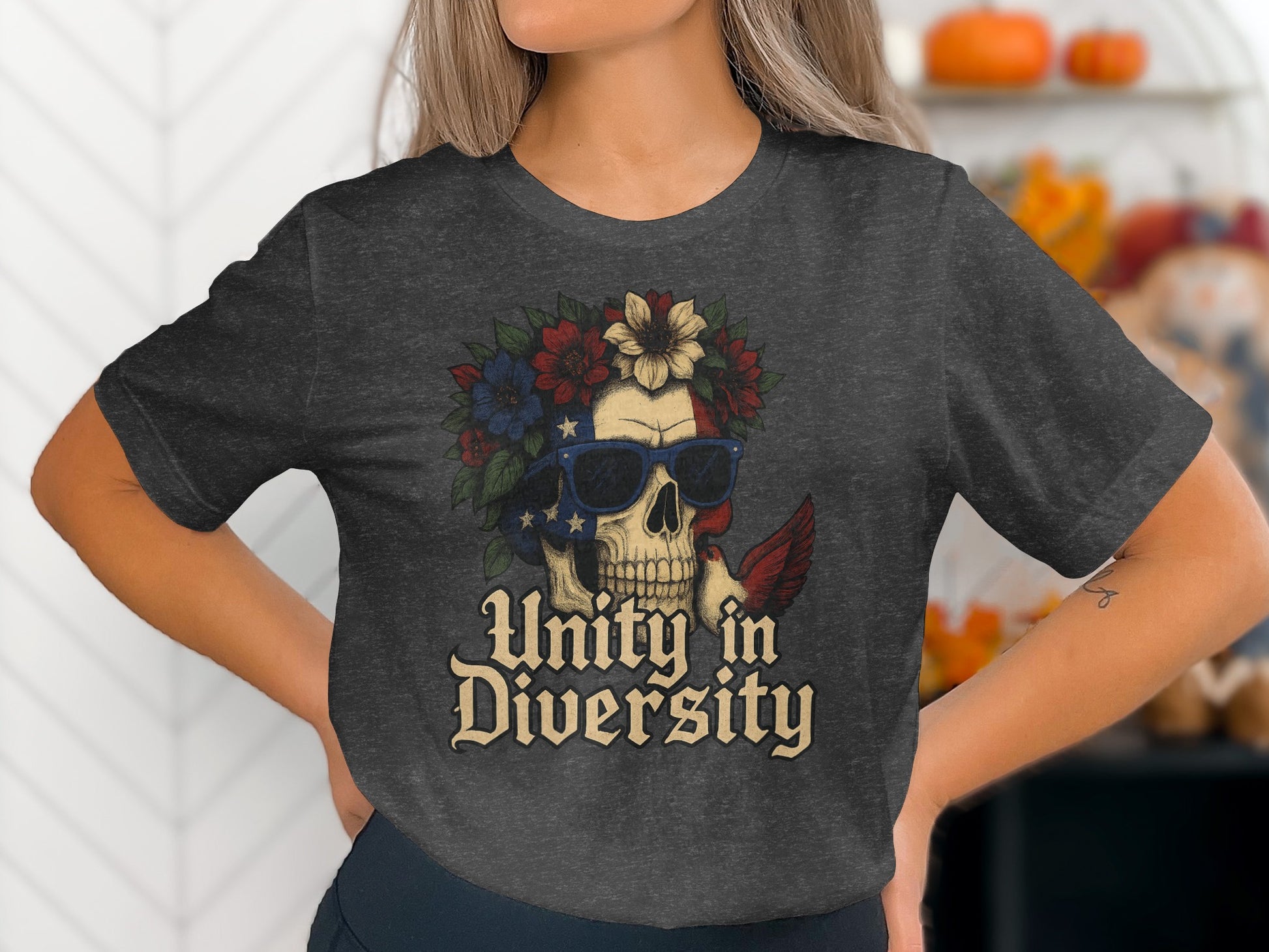 Unity in Diversity Skull Graphic Tee Shirt
