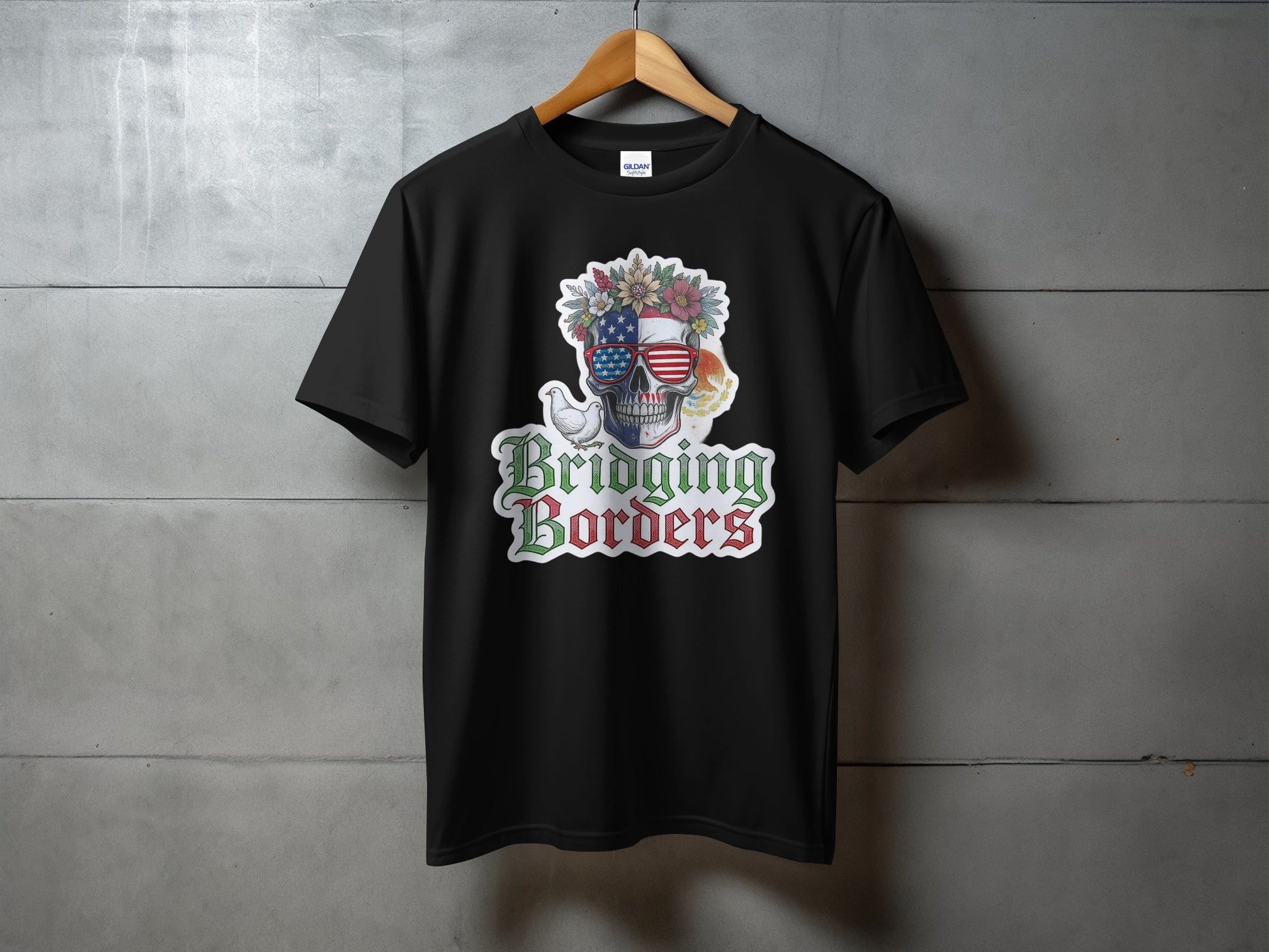 Bridging Borders Graphic Skull Art Black Shirt product