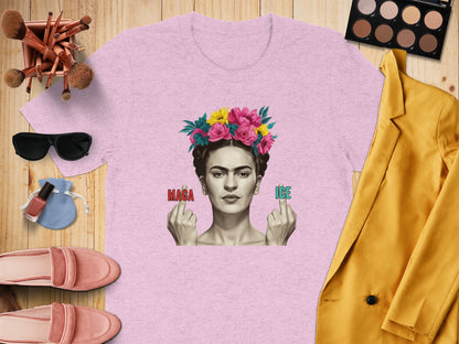 Frida Flower Crown Feminist Pink T Shirt