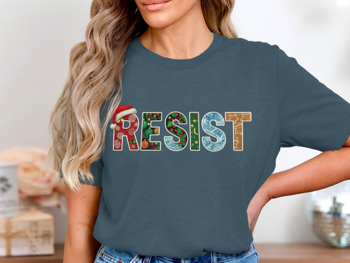 Festive Holiday Resist Graphic Tee for Women