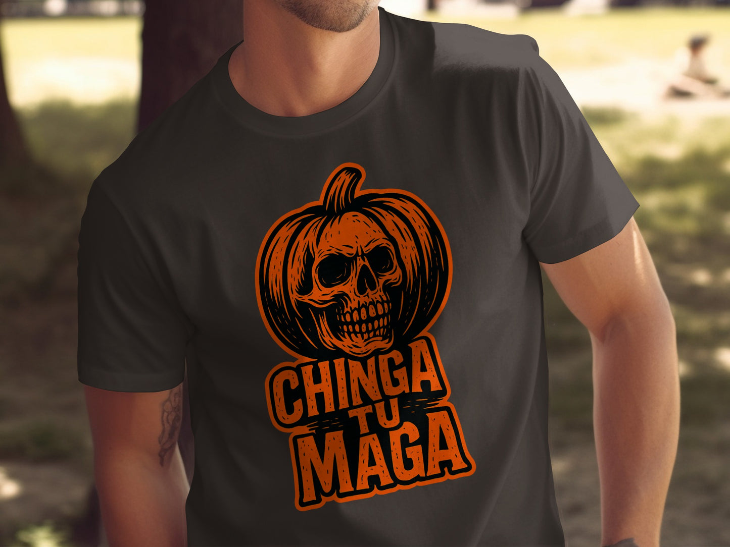 Chinga Tu Maga Skull Pumpkin Graphic T-Shirt product type
