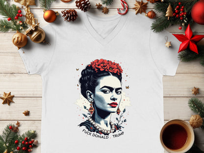 Artistic Frida Kahlo T-Shirt with Festive Elements