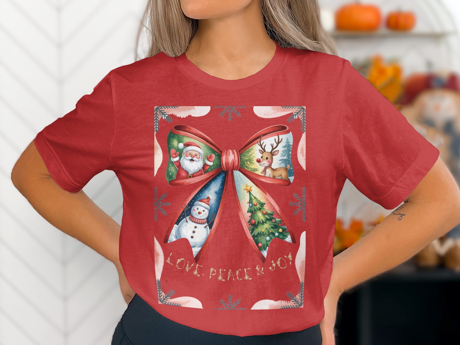 Christmas Holiday Graphic T-Shirt Love Peace Joy