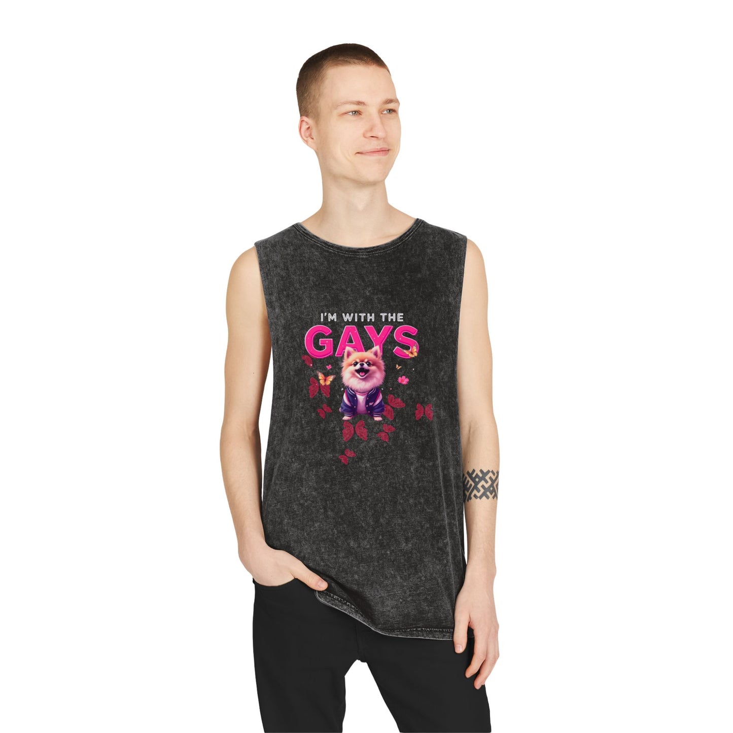 Unisex Stonewash Tank Top - I'm With The Gays | Pride Apparel