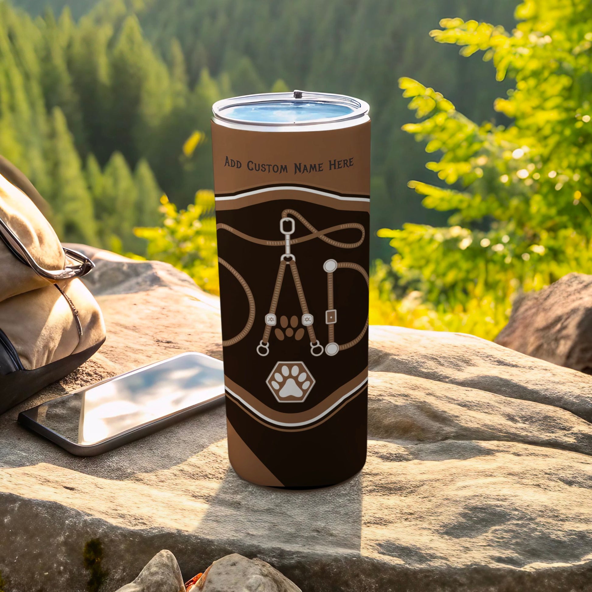 Customizable Brown Tumbler with Pet Theme Design product type