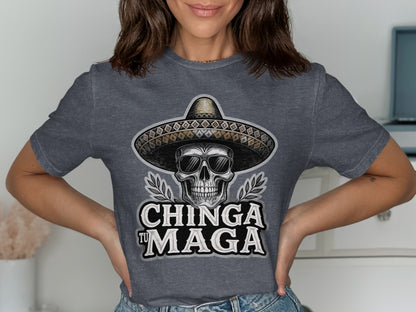 Chinga Tu Maga Skull Design Graphic Tee product type