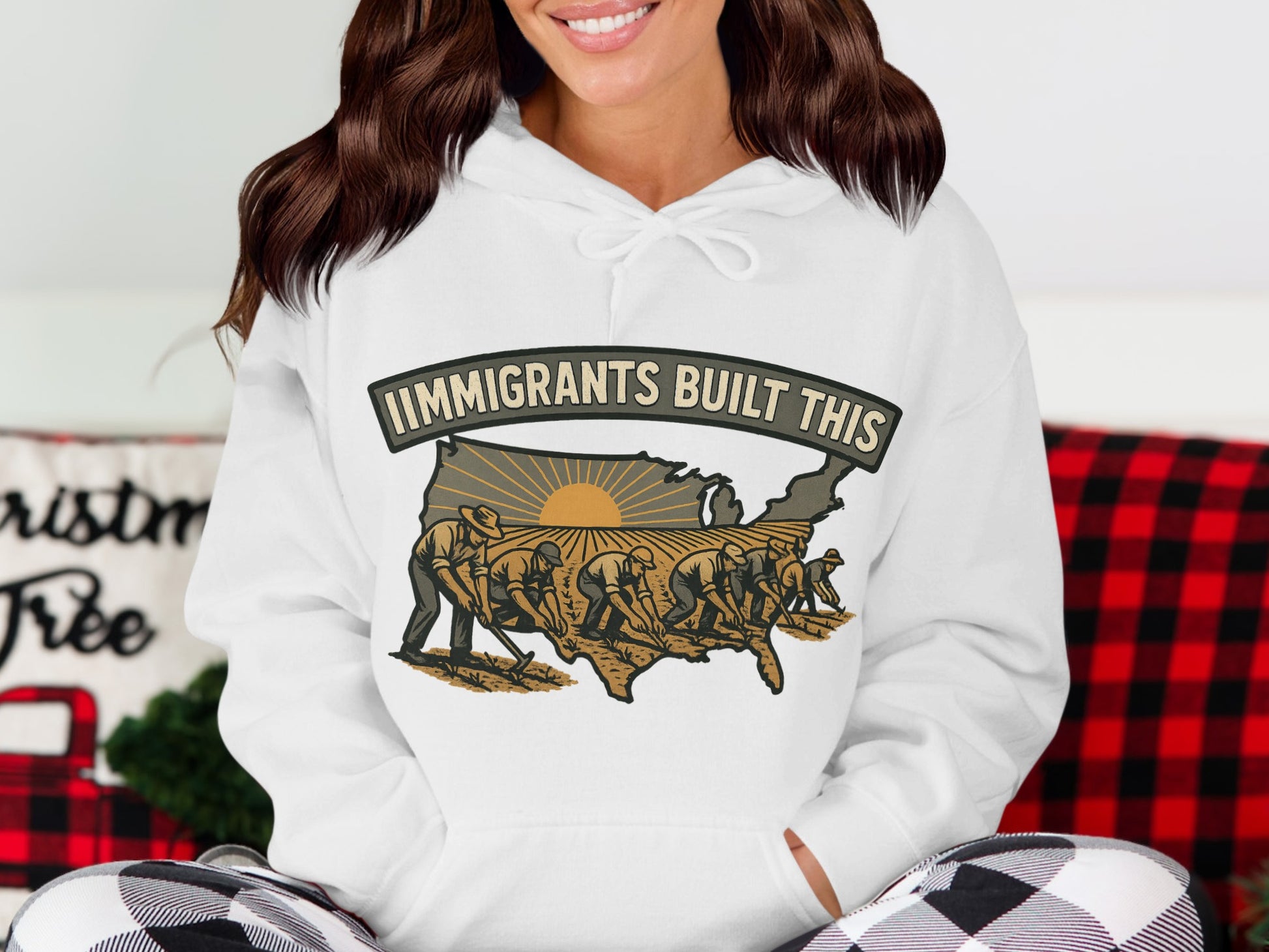 Immigrants Built This Design on White Hoodie product
