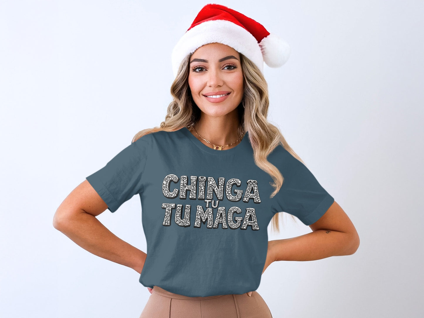 Festive Christmas Santa Hat Chinga Tu Madre Shirt