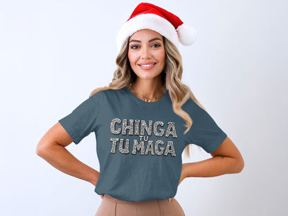 Festive Christmas Santa Hat Chinga Tu Madre Shirt