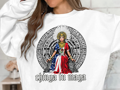 Chinga Tu Maya Graphic Sweatshirt with  Aztec Design
